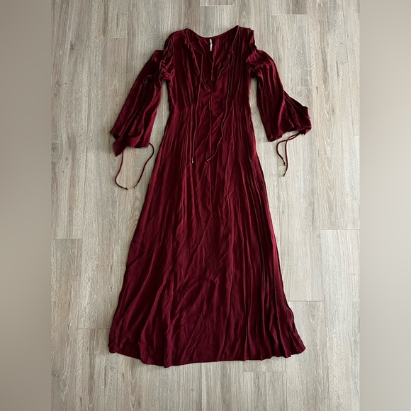 Free People Women’s Prettiest Thing Midi Dress Burgundy - Size XS - Picture 3 of 11